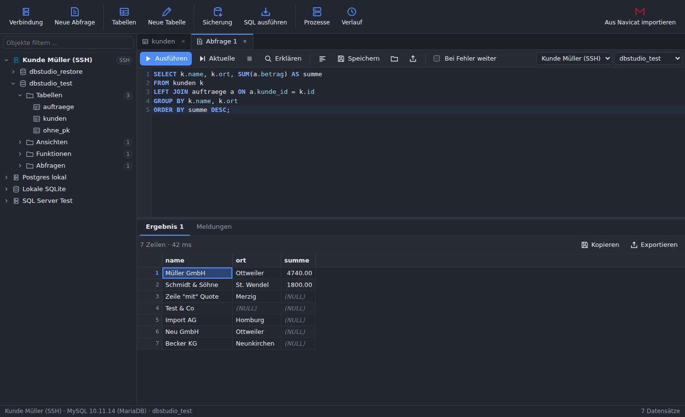 SQL-Editor im Dunkelmodus